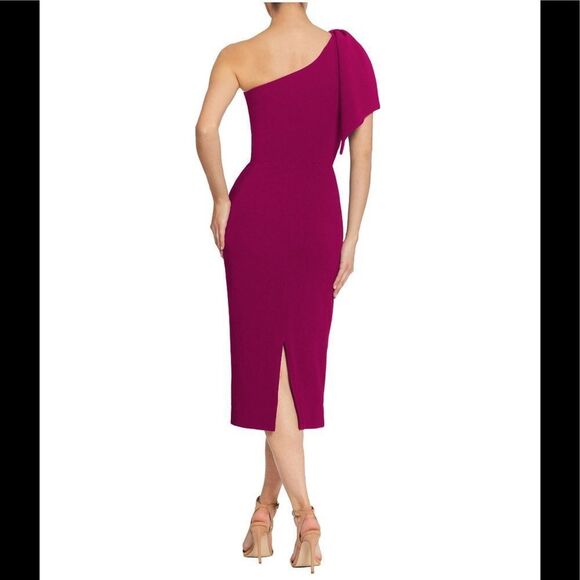 Dress the Population Tiffany One Shoulder Midi Dress, Dark Magenta, Small, NWT‎ - Picture 4 of 9
